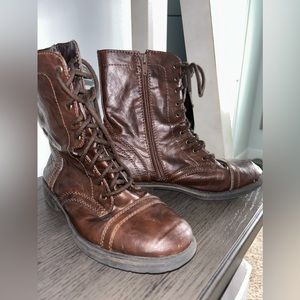 Brown combat boots